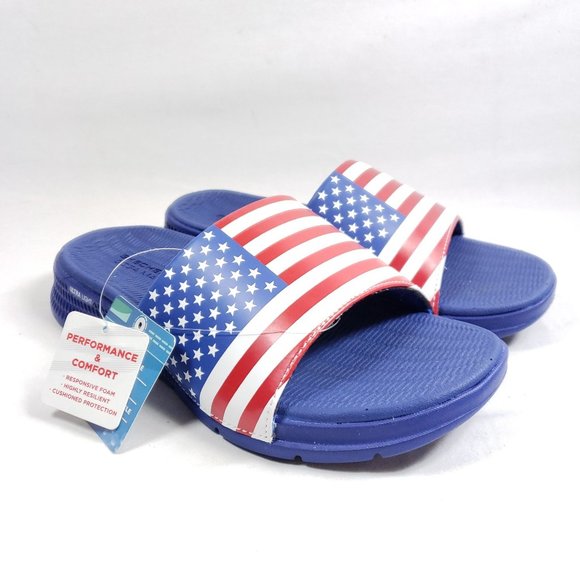 Skechers Women's Size 5 Goga Mat Slide Sandals American Flag - Picture 1 of 9